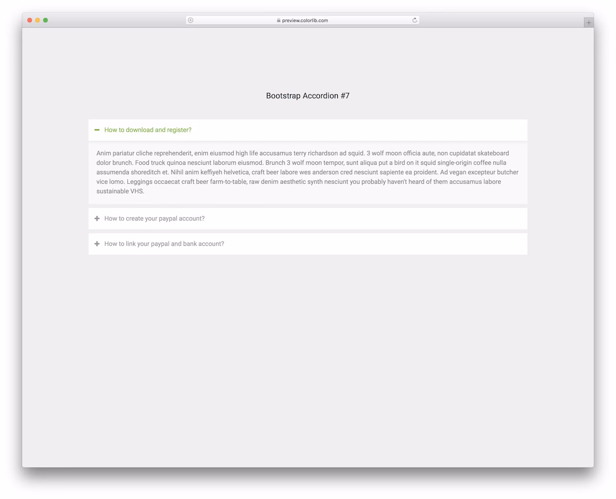 Bootstrap Accordion V17